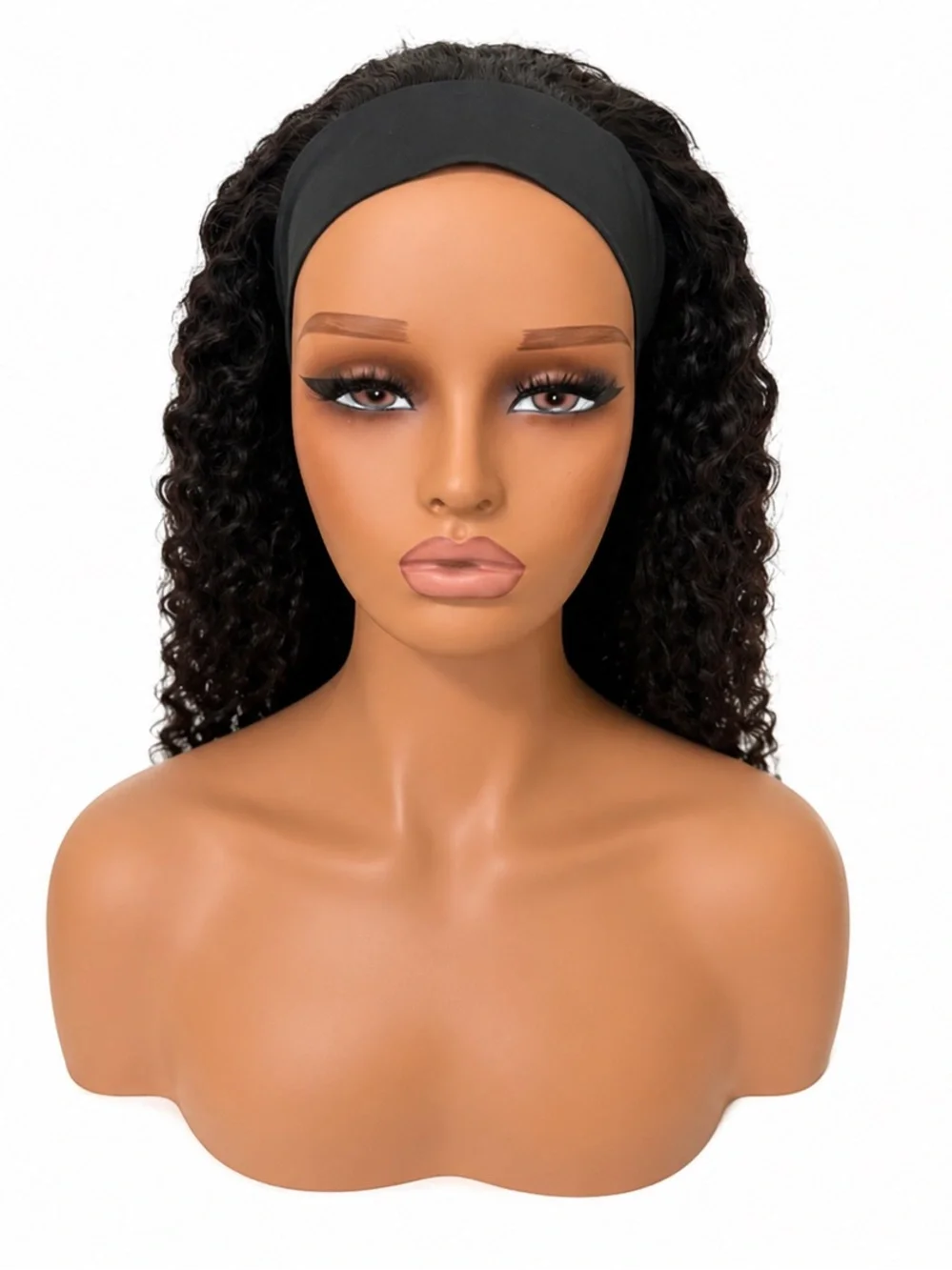 Black Burmese Curly Headband Wig — Unbranded
